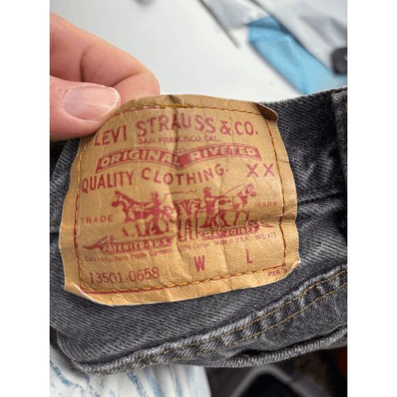 Vintage Women’s Levi’s 501 Denim Black Jeans 13501-0658 USA Made 90s Sz 27x27 - Picture 9 of 11